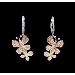 1.25ctw Diamond Earrings - 14KT Tri-Color Gold