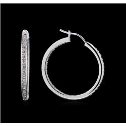 0.58ctw Diamond Hoop Earrings - 18KT White Gold