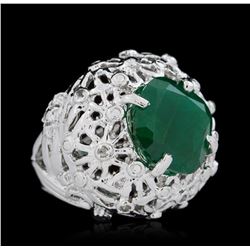 SILVER 9.68ct Emerald & White Topaz Ring