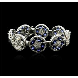 14KT White Gold 21.00ctw Sapphire and Diamond Bracelet