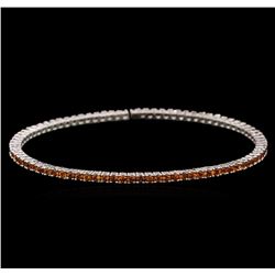 3.55ctw Orange Sapphire Bangle Bracelet - 18KT White Gold