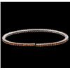 Image 2 : 3.55ctw Orange Sapphire Bangle Bracelet - 18KT White Gold