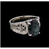 Image 1 : 3.48ct Green Sapphire and Diamond Ring - 14KT White Gold