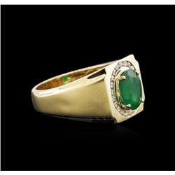 1.95ct Emerald and Diamond Ring - 14KT Yellow Gold