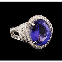 18KT White Gold 7.20ct Tanzanite and Diamond Ring