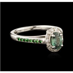 14KT White Gold 0.79ct Alexandrite, Tsavorite and Diamond Ring