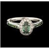 Image 2 : 14KT White Gold 0.79ct Alexandrite, Tsavorite and Diamond Ring