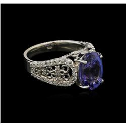 4.38ct Tanzanite and Diamond Ring - 14KT White Gold