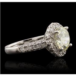 14KT White Gold 2.22ct SI-1/Light Yellow Diamond Ring