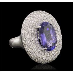 14KT White Gold 4.84ct Tanzanite and Diamond Ring