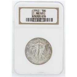 1942 NGC MS65 Liberty Walking Half Dollar