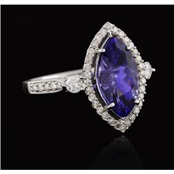 14KT White Gold 2.66ct Tanzanite and Diamond Ring