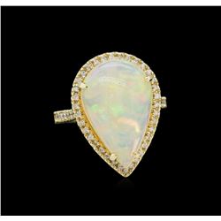 5.72ct Opal and Diamond Ring - 14KT Yellow Gold