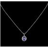 Image 2 : 2.28ct Tanzanite and Diamond Pendant With Chain - 14KT White Gold