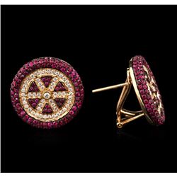 2.40ctw Ruby and Diamond Earrings - 18KT Rose Gold