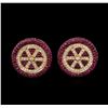 Image 2 : 2.40ctw Ruby and Diamond Earrings - 18KT Rose Gold
