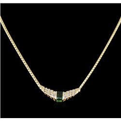 1.27ct Emerald and Diamond Necklace - 14KT Yellow Gold