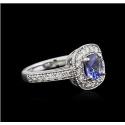 14KT White Gold 1.23ct Tanzanite and Diamond Ring