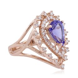 14KT Rose Gold 2.39ct Tanzanite and Diamond Ring