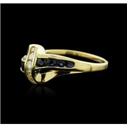 14KT Yellow Gold 0.16ctw Sapphire and Diamond Ring