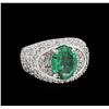 Image 1 : 14KT White Gold 2.50ct Emerald and Diamond Ring