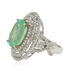 14KT White Gold GIA Certified 6.28ct Emerald and Diamond Ring