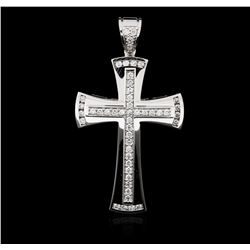 14KT White Gold 0.98ctw Diamond Cross Pendant