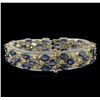 Image 2 : 37.44ctw Blue Sapphire and Diamond Bracelet - 14KT Yellow Gold