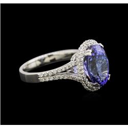 4.65ct Tanzanite and Diamond Ring - 14KT White Gold