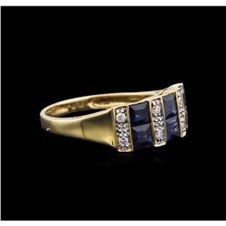 14KT Yellow Gold 1.67ctw Blue Sapphire and Diamond Ring