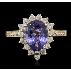 14KT Yellow Gold 2.86ct Tanzanite and Diamond Ring