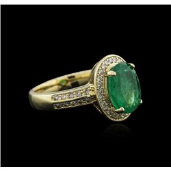 14KT Yellow Gold 2.16ct Emerald and Diamond Ring