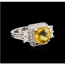 14KT White Gold 4.72ct Yellow Sapphire and Diamond Ring