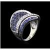 Image 3 : 10KT White Gold 2.71ctw Blue and White Sapphire Ring