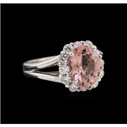 2.48ct Pink Tourmaline and Diamond Ring - 14KT White Gold