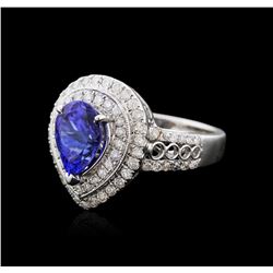 14KT White Gold 2.35ct Tanzanite and Diamond Ring