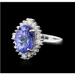 14KT White Gold 3.67ct Tanzanite and Diamond Ring