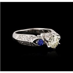 18KT White Gold 1.30ctw Sapphire and Diamond Ring