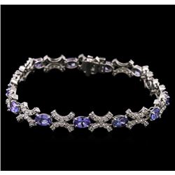 5.07ctw Tanzanite and Diamond Bracelet - 14KT White Gold