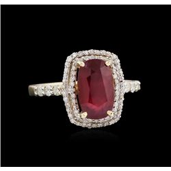 2.88ct Ruby and Diamond Ring - 14KT Yellow Gold