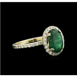 1.94ct Emerald and Diamond Ring - 14KT Yellow Gold