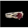 Image 1 : 1.73ct Ruby and Diamond Ring - 14KT Two-Tone Gold