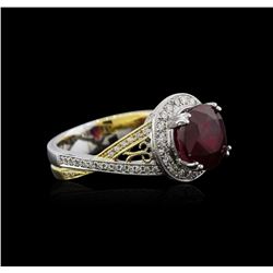 18KT Two-Tone Gold 4.65ct Ruby and Diamond Ring