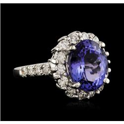 14KT White Gold 4.22ct Tanzanite and Diamond Ring