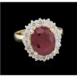 5.19ct Ruby and Diamond Ring - 14KT Yellow Gold