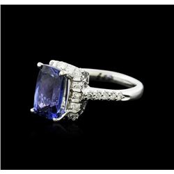 14KT White Gold 3.17ct Tanzanite and Diamond Ring