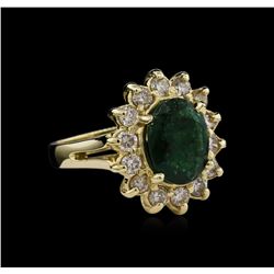 14KT Yellow Gold 2.59ct Emerald and Diamond Ring