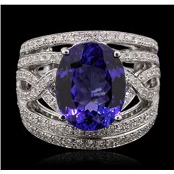 14KT White Gold 5.56ct Tanzanite and Diamond Ring