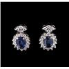 Image 1 : 1.91ctw Blue Sapphire and Diamond Earrings - 14KT White Gold