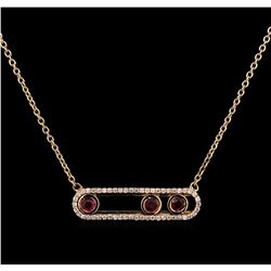 0.41ctw Ruby and Diamond Necklace - 14KT Rose Gold